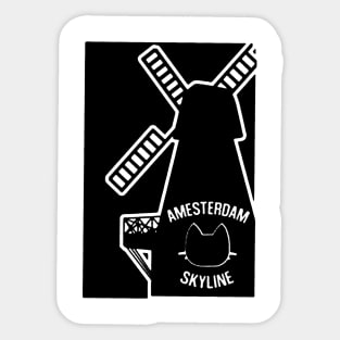 Amsterdam Skyline Cat Sticker